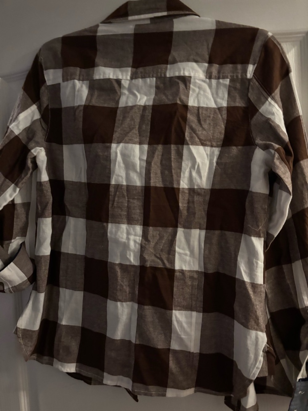 Tommy Hilfiger Brown and White Plaid Button-Up Shirt